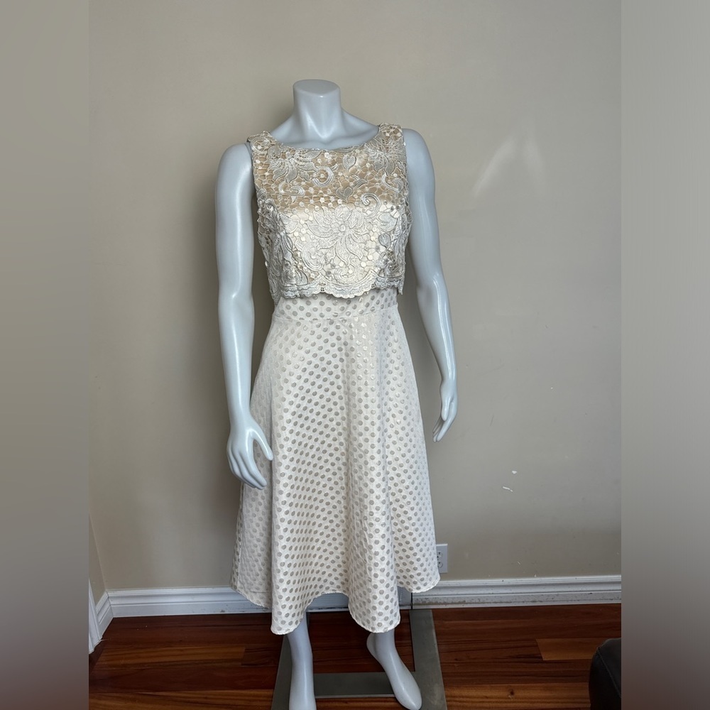 EVA BY EVA FRANCO - A-line Dress. Gorgeous Champage and Gold. Size: 10 P2P 19”